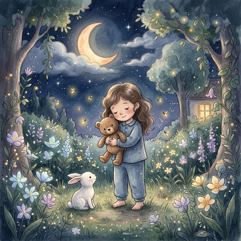 Soft painterly bedtime story scene
